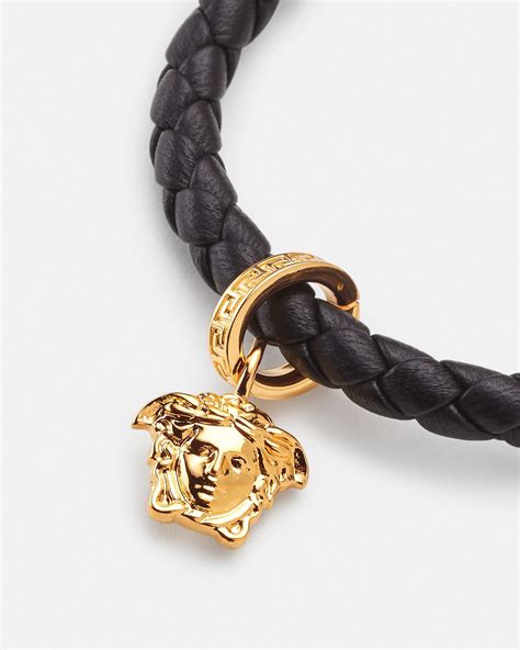 bracelet versus versace|Versace braided leather charm bracelet.